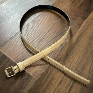 Vintage Buckley Belt Skinny Women’s Genuine Leather Belt Cream Tan Beige